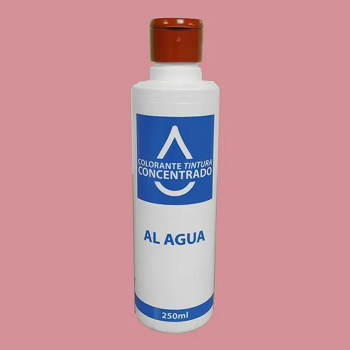 Colorante Concentrado al agua - Rojo óxido, 250 ml - Botella de 250ml de tinte concentrado "AL AGUA", con etiqueta azul y blanca y tapón marrón, ideal para colorantes al agua.