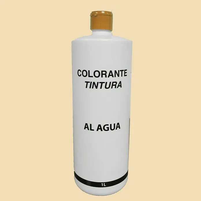 Colorante al agua - Ocre, 1 l - La imagen muestra una botella de tinte al agua etiquetada como "Colorante Tintura Al Agua 1L".