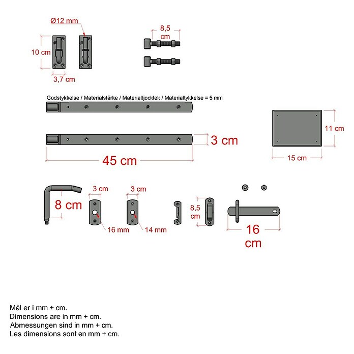Plus Beschlag-Set für Einzeltore Skagen/Retro mit justierbaren Scharnieren (Stahl) | BAUHAUS