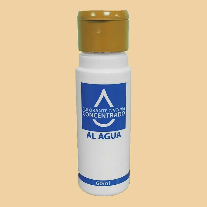 Colorante Concentrado al agua - Ocre, 60 ml - Imagen de un frasco de tinte concentrado al agua de 60 ml con tapa marrón, ideal para teñir diversos materiales.