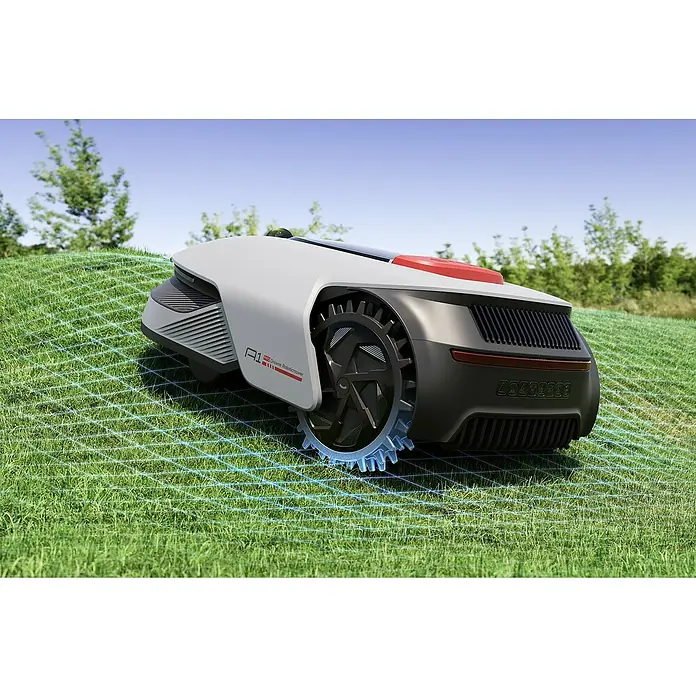 Dreame Mähroboter A1 Pro - 2.000 m², Schnittbreite: 22 cm, Laser-gestützte Navigation, LiDAR - Ein futuristischer Rasenmähroboter mit innovativem Design und markanten Details, der Präzision und Effizienz vereint.