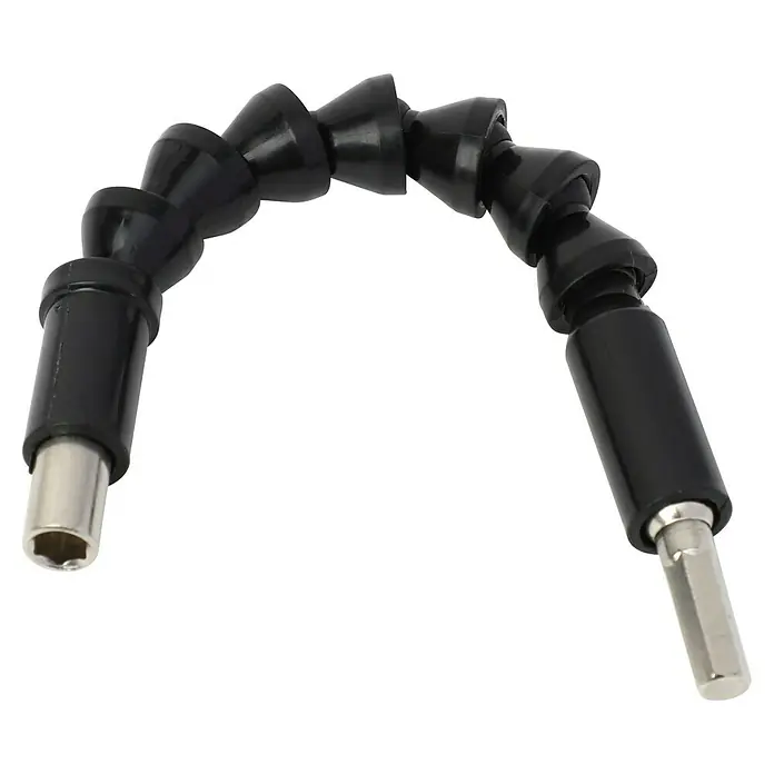 Fulmo Atornillador de batería - 3,6 V, 1 batería, 1,3 Ah, 3,5 Nm - Extensión de broca flexible negra con extremos hexagonales plateados, para espacios reducidos.