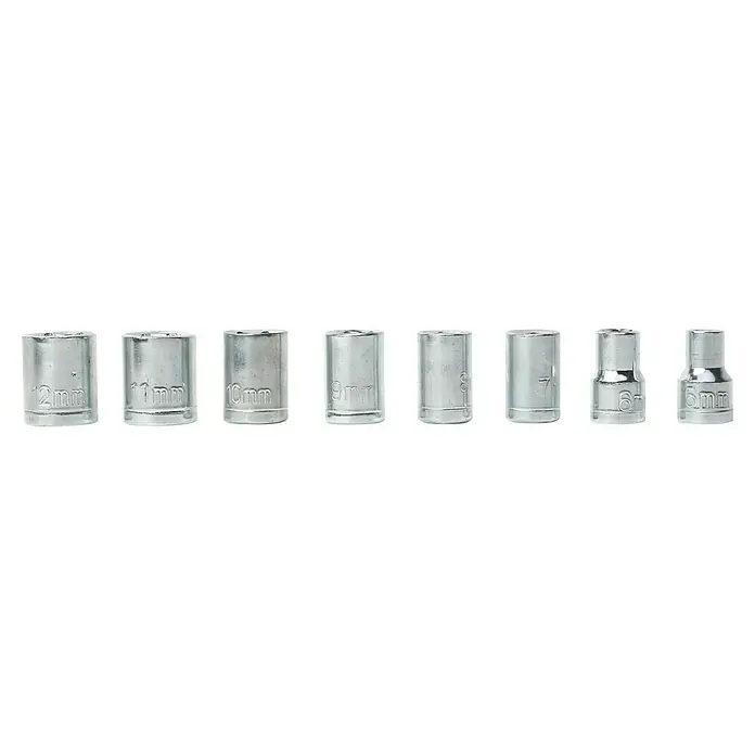 Fulmo Atornillador de batería - 3,6 V, 1 batería, 1,3 Ah, 3,5 Nm - Juego de vasos métricos plateados, tamaños de 5mm a 12mm, para llaves.