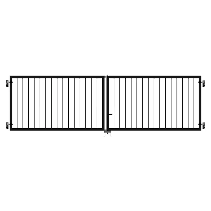 Plus Basic Zauntor inkl. Beschläge - 300 x 85 cm, Schwarz (RAL 9005), Stahl - Schwarzer Heizkörper mit vertikalen Paneelen und Wandhalterungen für effiziente Raumheizung. Elegantes Design für moderne Wohnräume.