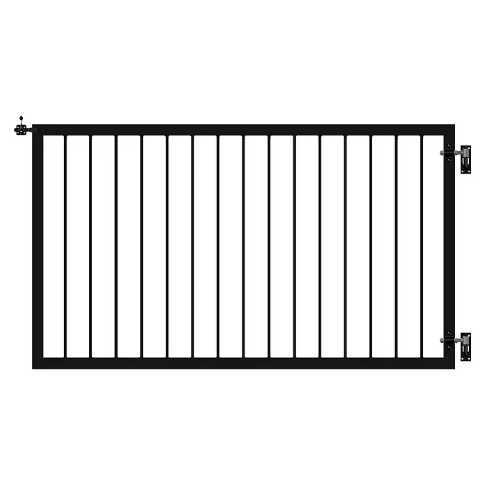 Plus Basic Zauntor inkl. Beschläge - 150 x 85 cm, Schwarz (RAL 9005), Stahl - Dunkles Sicherheitsgitter für Kinder, das Treppen und Durchgänge zuverlässig absichert und für mehr Sicherheit im Haus sorgt.