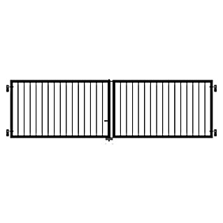 Plus Zauntor Basic inkl. Beschläge (300 x 85 cm, Schwarz (RAL 9005), Stahl)