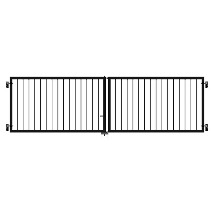 Plus Basic Zauntor inkl. Beschläge - 300 x 85 cm, Schwarz (RAL 9005), Stahl - Ansicht eines schwarzen Treppenschutzgitters mit Griff, das sich ideal für die Sicherheit von Kindern eignet.