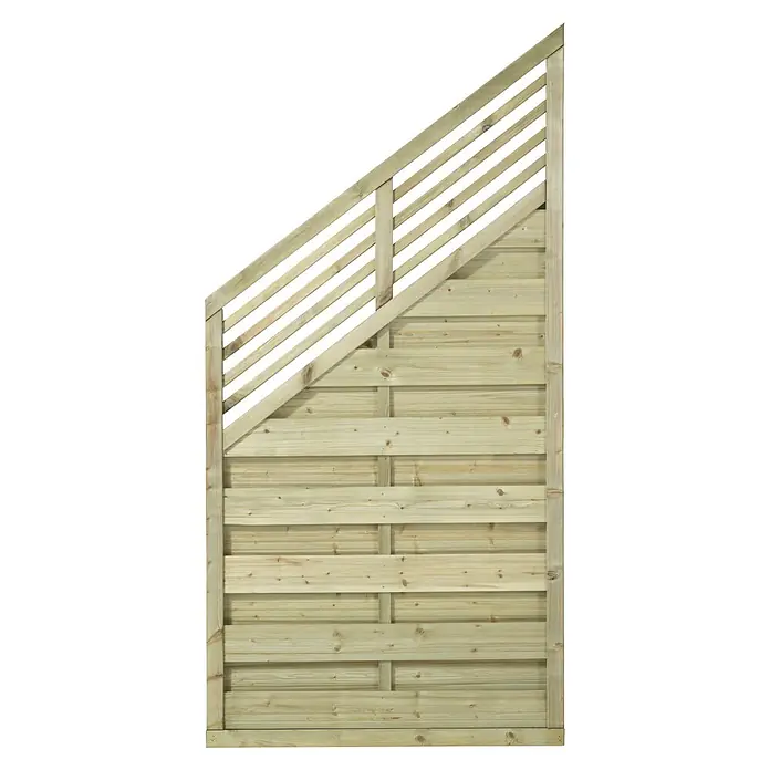 Plus Sichtschutzelement Newline - 90 x 180 cm, Natur - Holzzaun-Element mit schrägem Oberteil, gefertigt aus hellem Holz, ideal für den Garten.