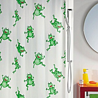 Spirella Cortina de baño Peva Frogtime (An x Al: 180 x 200 cm, Blanco/Verde)