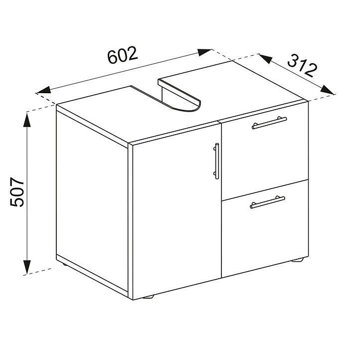 VCM Flandu Waschtischunterschrank (B x T x H: 61 x 32 x 51 cm, Weiß, Matt) | BAUHAUS