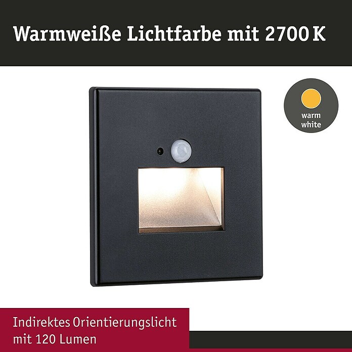Paulmann LED-Wandstrahler (2,2 W, L x B x H: 4,2 x 8 x 8 cm, Schwarz, Warmweiß) | BAUHAUS