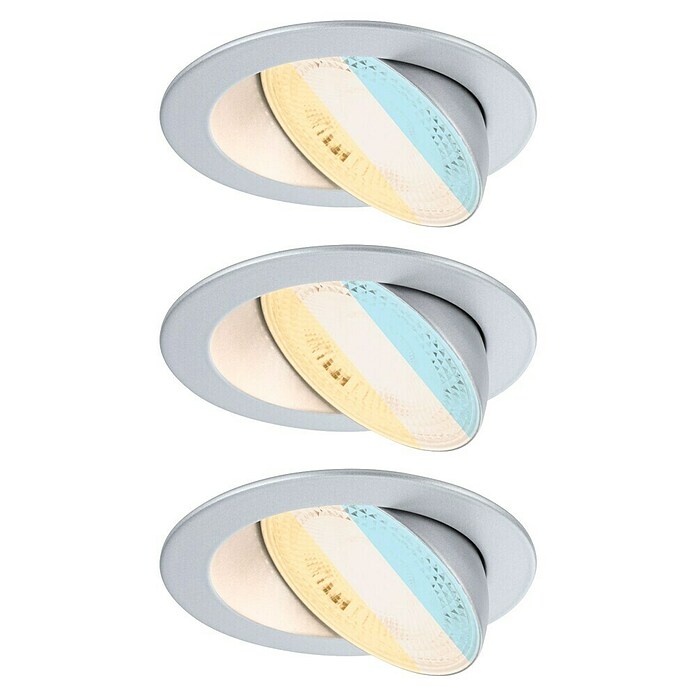 Paulmann LED-Einbauspot (Warmweiß, Durchmesser: 10,5 cm, Chrom matt, 3 Stk.) | BAUHAUS