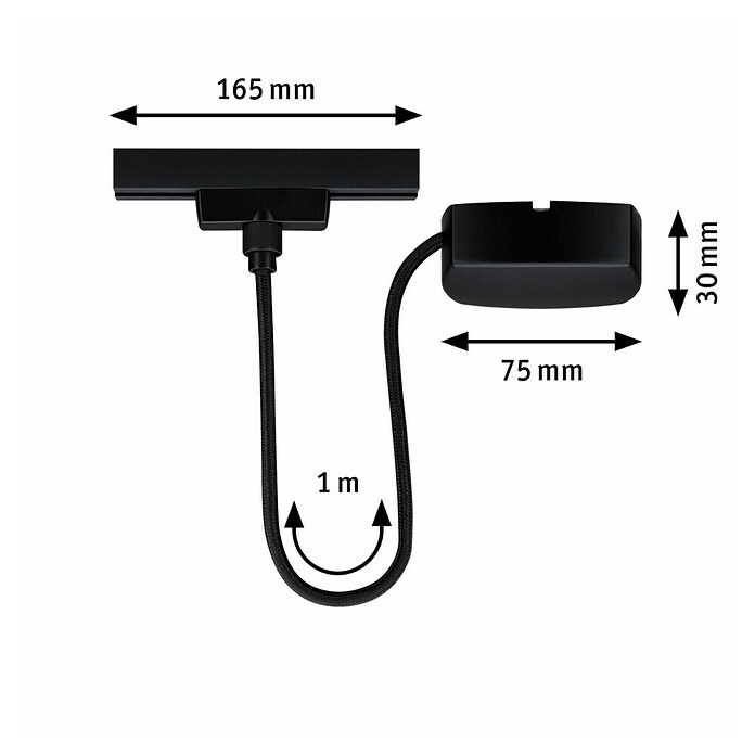 Paulmann URail Alimentación de corriente ZB (100 cm, 100 W, Negro, Incluidas tapas de los extremos) | BAUHAUS