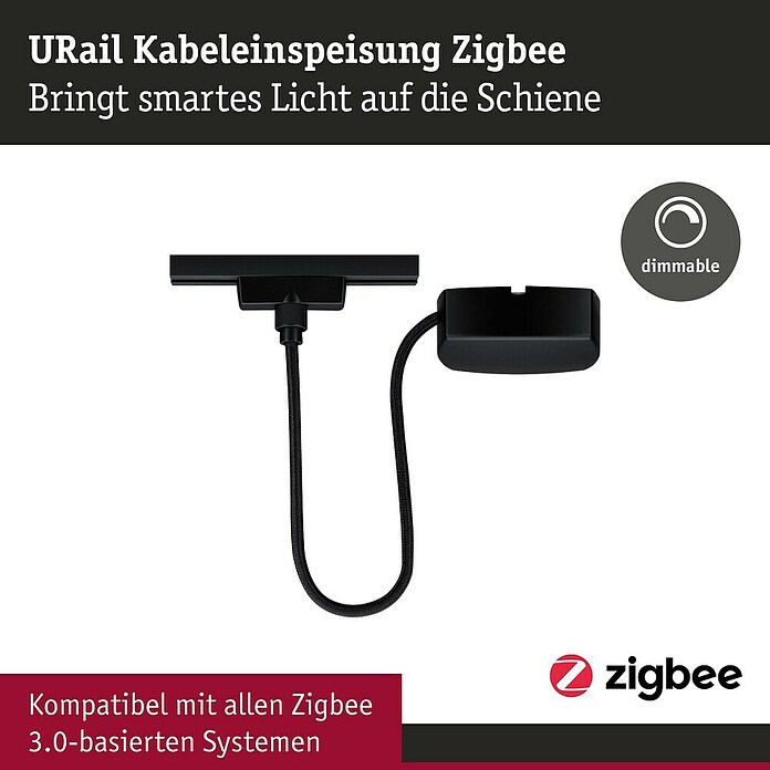 Paulmann URail Stromeinspeisung (100 cm, 100 W, Schwarz matt, Inkl. Endkappe) | BAUHAUS