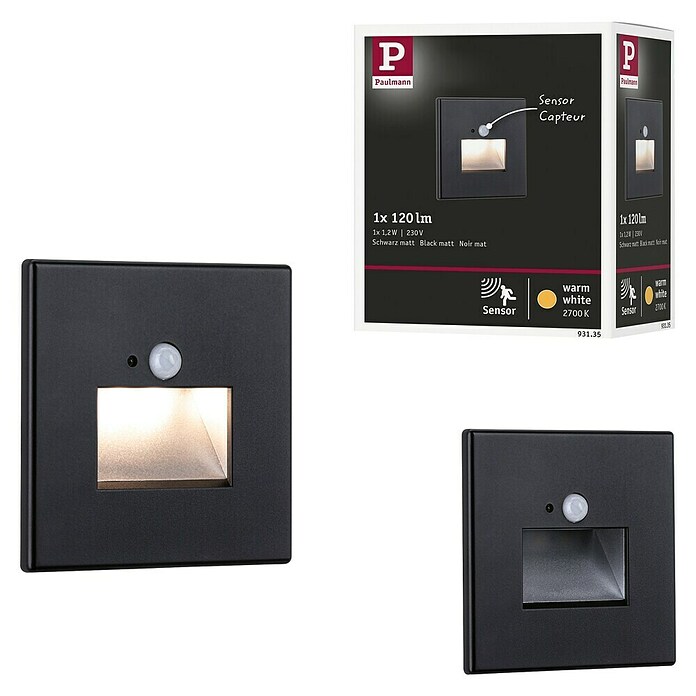 Paulmann Foco de pared LED (2,2 W, L x An x Al: 4,2 x 8 x 8 cm, Negro, Blanco cálido) | BAUHAUS