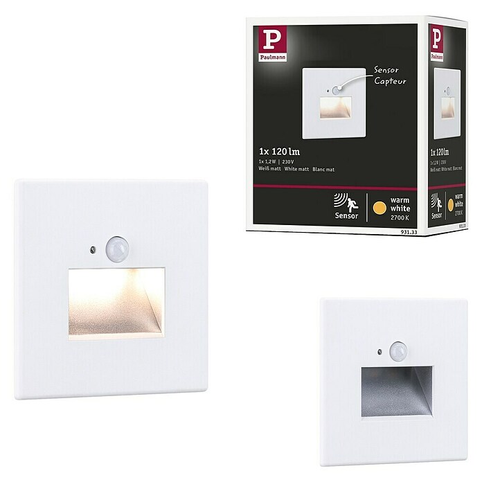 Paulmann LED zidni reflektor  (2,2 W, D x Š x V: 4,2 x 8 x 8 cm, Bijela, Topla bijela) | BAUHAUS
