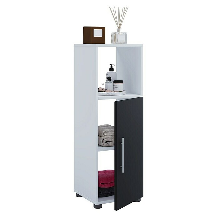 VCM Flandu Midischrank (B x T x H: 31 x 32 x 93 cm, Weiß/Schwarz, Matt) | BAUHAUS