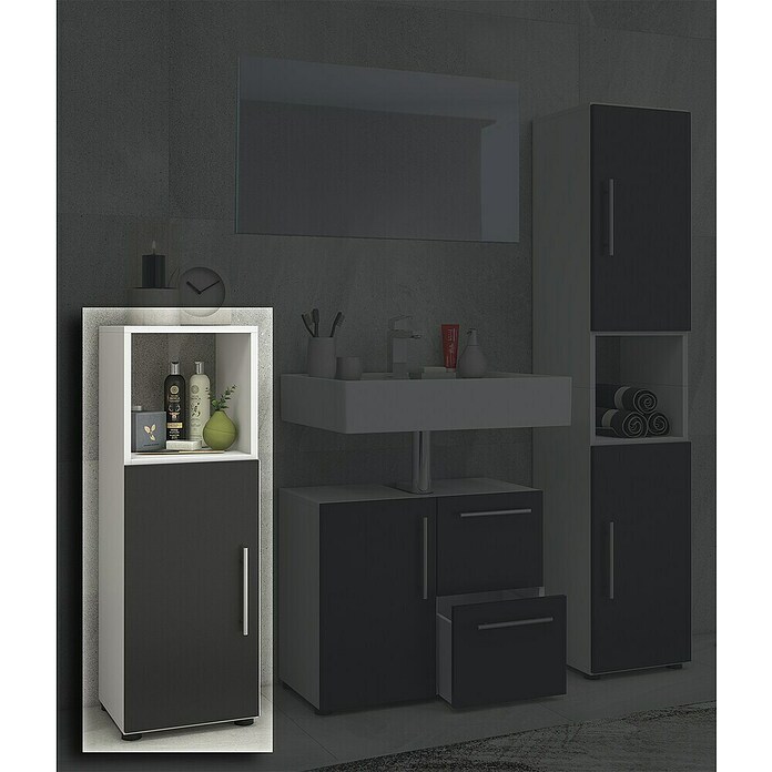 VCM Flandu Midischrank (B x T x H: 31 x 32 x 93 cm, Weiß/Schwarz, Matt) | BAUHAUS