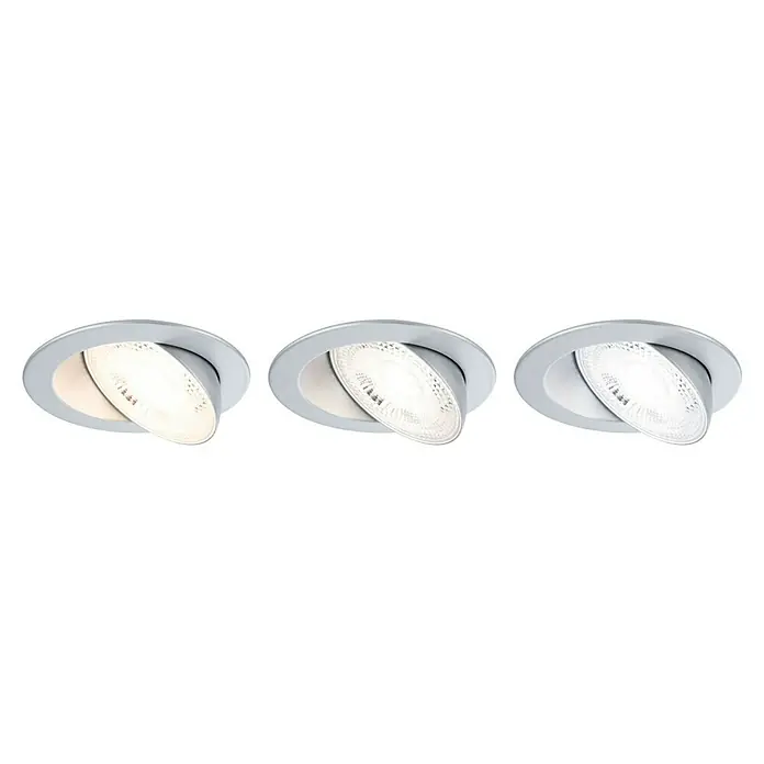 Paulmann LED-Einbauspot - Warmweiß, Durchmesser: 10,5 cm, Chrom matt, 3 Stk. - Ein Trio von versenkbaren LED-Strahlern in Weiß, die einen modernen Akzent in jedem Raum setzen. Perfekt für gezielte Beleuchtung mit Stil.