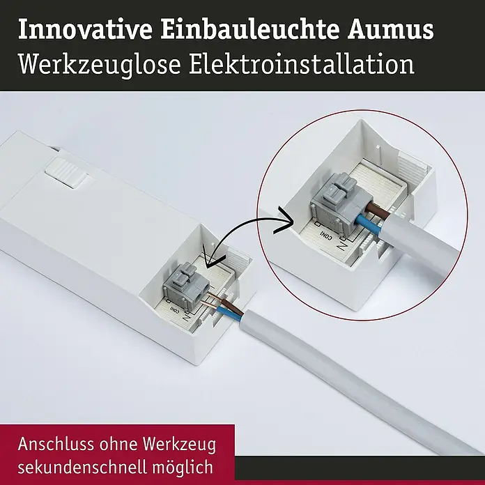 Paulmann LED-Einbauspot - Warmweiß, Durchmesser: 10,5 cm, Chrom matt, 3 Stk. - Innovative Einbauleuchte Aumus mit werkzeugloser Elektroinstallation für schnellen Anschluss.