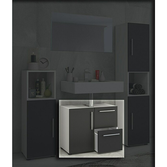 VCM Flandu Waschtischunterschrank (B x T x H: 61 x 32 x 51 cm, Weiß/Schwarz, Matt) | BAUHAUS