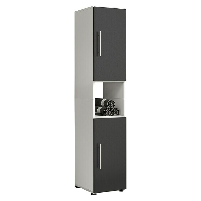 VCM Flandu Hochschrank (B x T x H: 31 x 30 x 160 cm, Weiß/Schwarz, Matt) | BAUHAUS