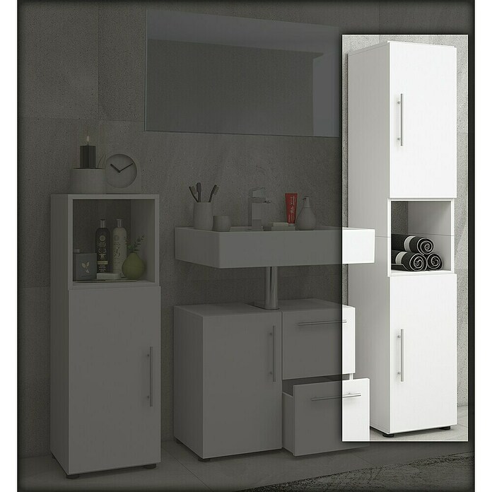 VCM Flandu Hochschrank (B x T x H: 31 x 30 x 160 cm, Weiß, Matt) | BAUHAUS