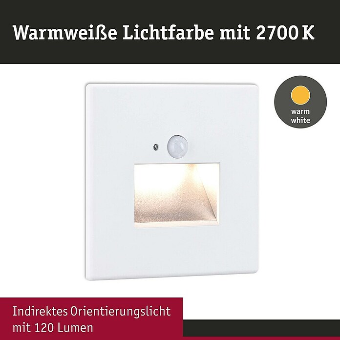 Paulmann LED-Wandstrahler (2,2 W, L x B x H: 4,2 x 8 x 8 cm, Weiß, Warmweiß) | BAUHAUS