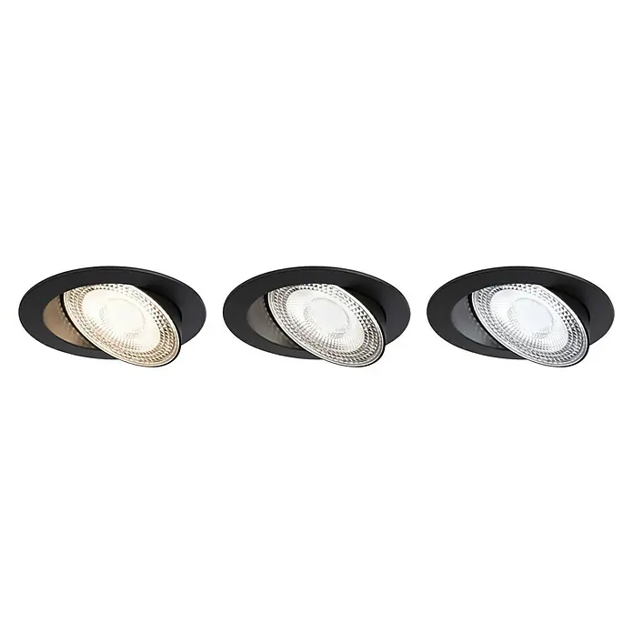 Paulmann LED-Einbauspot - Warmweiß, Durchmesser: 10,5 cm, Schwarz, 1 Stk. - Die drei Downlights bieten unterschiedliche Farbtemperaturen, von warmweiß bis kaltweiß, in einem modernen, schwarzen Gehäuse.