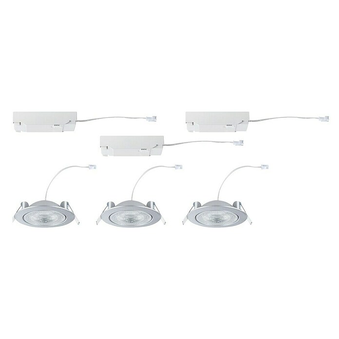 Paulmann Foco LED empotrable Aumus (Blanco cálido, Diámetro: 10,5 cm, Cromo, 3 ud.) | BAUHAUS