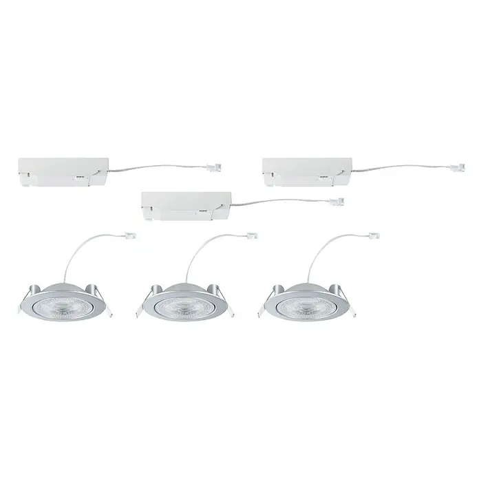 Paulmann LED-Einbauspot - Warmweiß, Durchmesser: 10,5 cm, Chrom matt, 3 Stk. - Ein System von LED-Strahlern mit Schienen und Anschlusskästen für eine flexible und moderne Beleuchtungslösung.