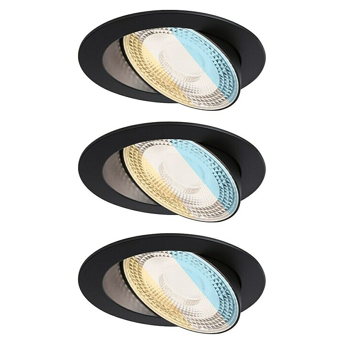 Paulmann LED-Einbauspot (Warmweiß, Durchmesser: 10,5 cm, Schwarz, 3 Stk.) | BAUHAUS