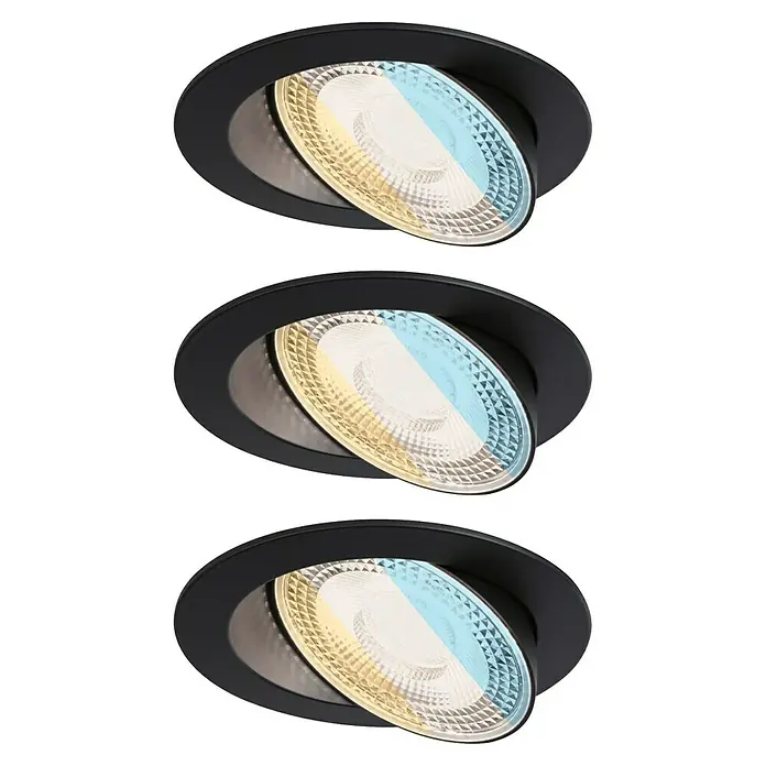 Paulmann LED-Einbauspot - Warmweiß, Durchmesser: 10,5 cm, Schwarz, 3 Stk. - Drei schwarze LED-Einbaustrahler mit drehbarem Leuchtmittel für eine flexible Beleuchtung im Raum.