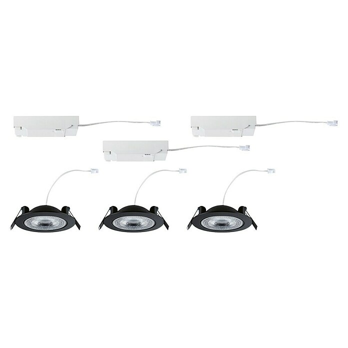 Paulmann LED-Einbauspot (Warmweiß, Durchmesser: 10,5 cm, Schwarz, 3 Stk.) | BAUHAUS