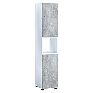 VCM Flandu Hochschrank (B x T x H: 31 x 30 x 160 cm, Weiß/Beton-Optik, Matt)