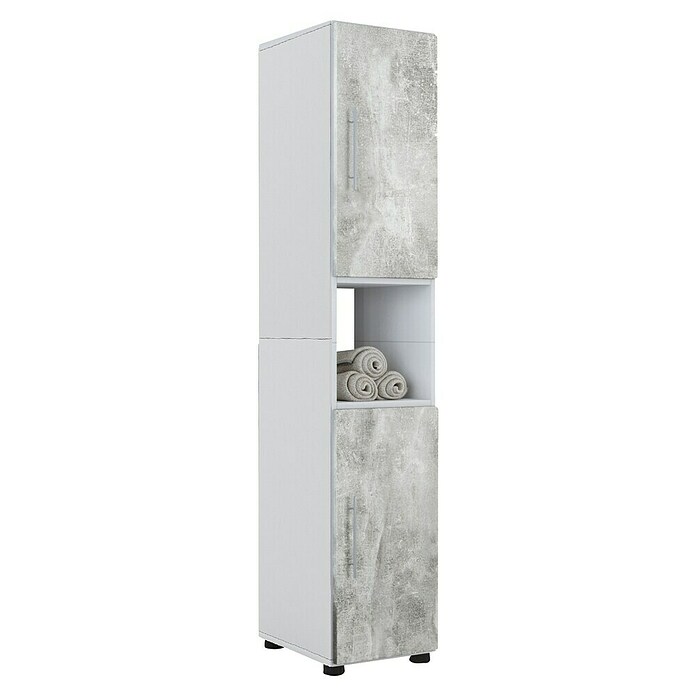 VCM Flandu Hochschrank (B x T x H: 31 x 30 x 160 cm, Weiß/Beton-Optik, Matt) | BAUHAUS