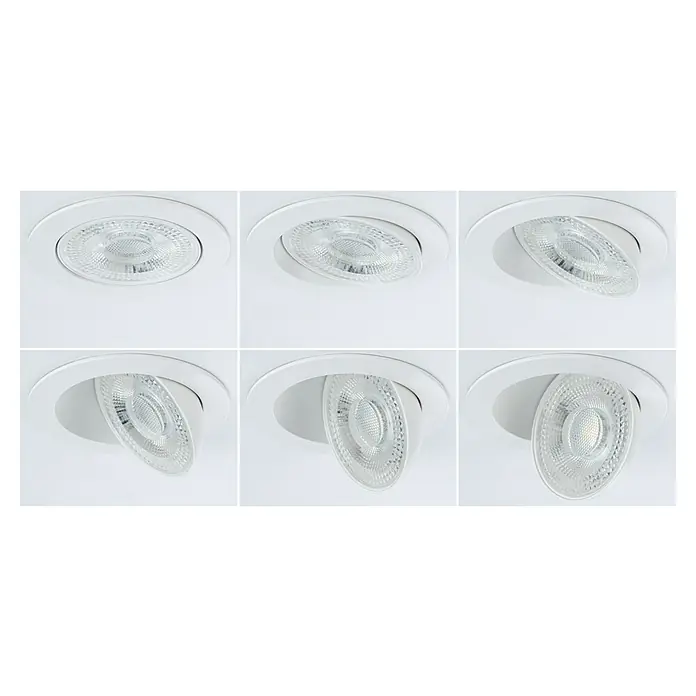 Paulmann LED-Einbauspot - Warmweiß, Durchmesser: 10,5 cm, Weiß, 3 Stk. - Die Bildserie zeigt einen weißen, dimmbaren LED-Deckenspot, der schwenkbar ist, um das Licht optimal auszurichten.