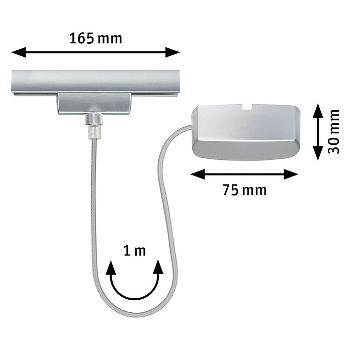 Paulmann URail Stromeinspeisung (100 cm, 100 W, Chrom matt, Inkl. Endkappe) | BAUHAUS