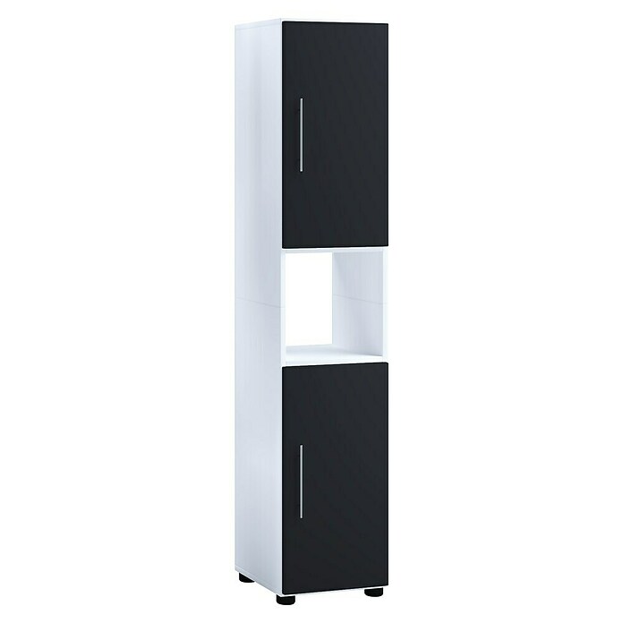 VCM Flandu Hochschrank (B x T x H: 31 x 30 x 160 cm, Weiß/Schwarz, Matt) | BAUHAUS