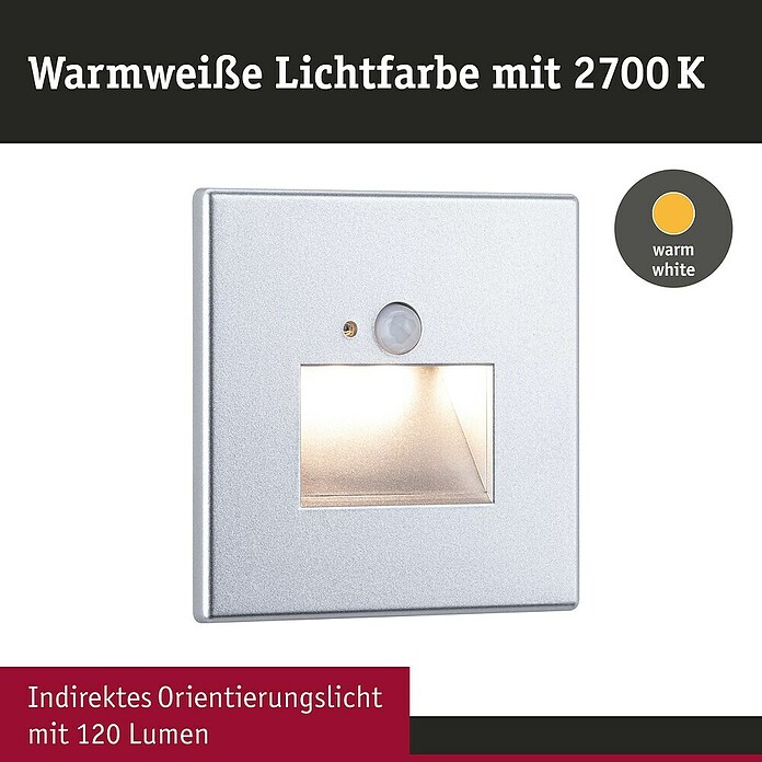 Paulmann LED-Wandstrahler (2,2 W, L x B x H: 4,2 x 8 x 8 cm, Chrom matt, Warmweiß) | BAUHAUS