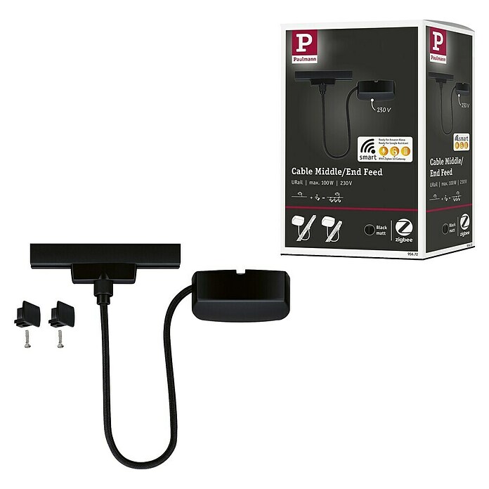 Paulmann URail Stromeinspeisung (100 cm, 100 W, Schwarz matt, Inkl. Endkappe) | BAUHAUS
