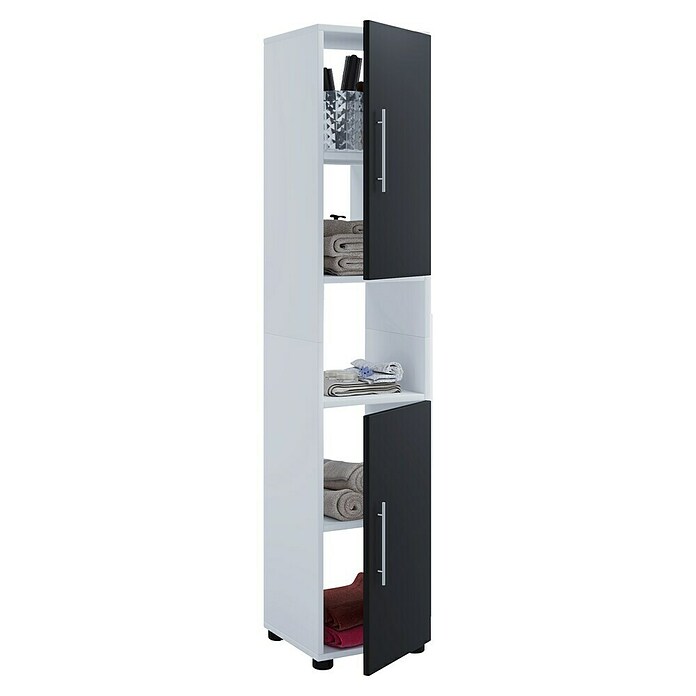 VCM Flandu Hochschrank (B x T x H: 31 x 30 x 160 cm, Weiß/Schwarz, Matt) | BAUHAUS