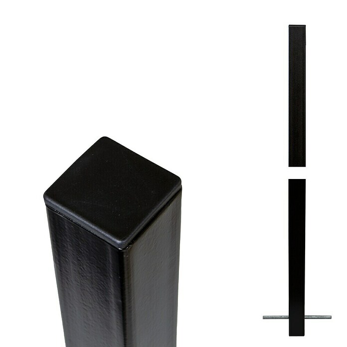Plus Basic Zaunpfosten zum Einbetonieren (Höhe: 186 cm, 4,5 x 4,5 cm, Schwarz, Stahl) | BAUHAUS