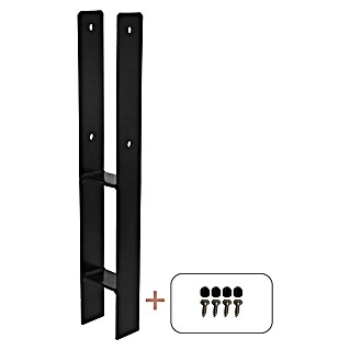 Plus H-Pfostenanker für Pfosten 9 cm (L x B x H: 6 x 9,1 x 60 cm, Feuerverzinkt, Schwarz (RAL 9005))