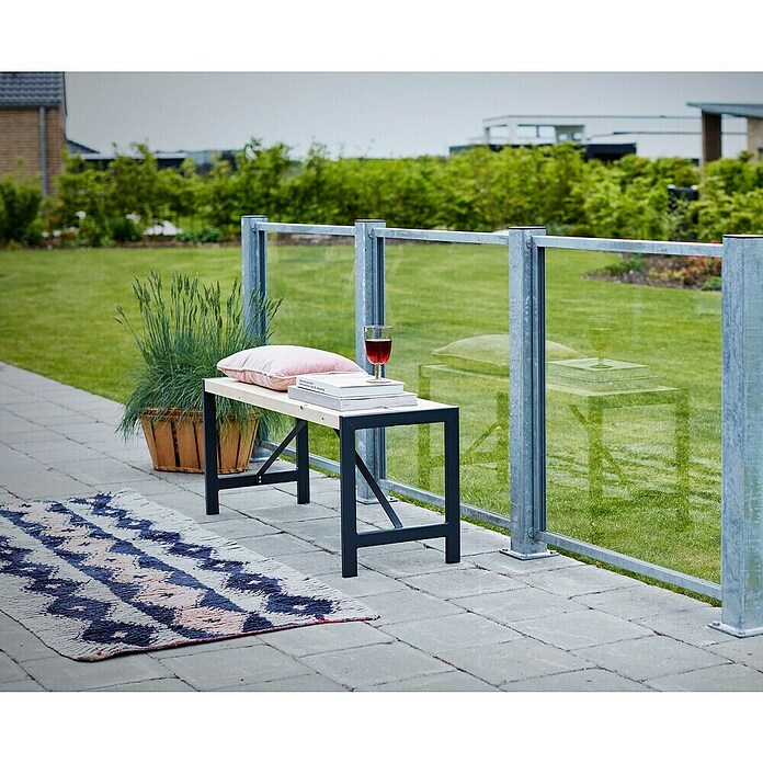 Plus Zaunpfosten mit Fuß und Schrauben-Set (Höhe: 96 cm, 8 x 8 cm, Silber, Stahl) | BAUHAUS