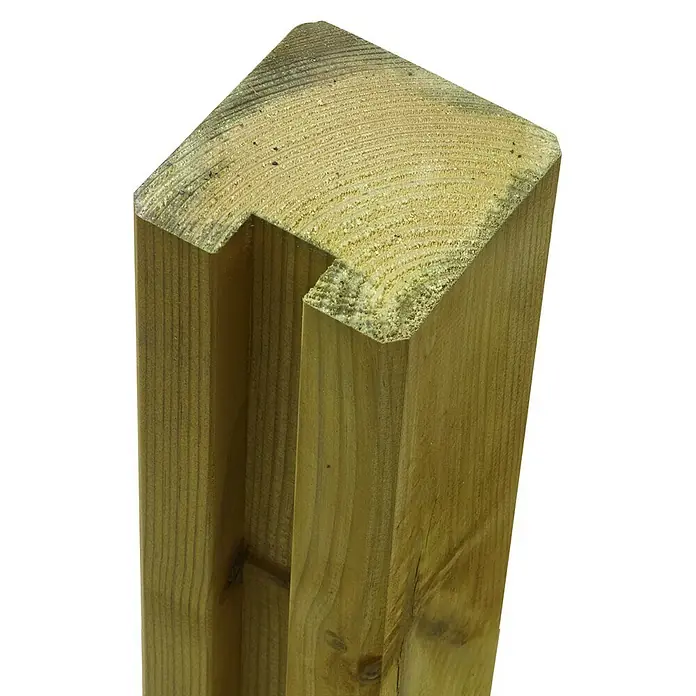 Plus Holzpfosten 1 Nuten - L x B x H: 188 x 9 x 9 cm, Kiefer, Natur - Grün imprägniertes Zaunpfosten aus Holz mit einer Kerbe oben für die Montage.
