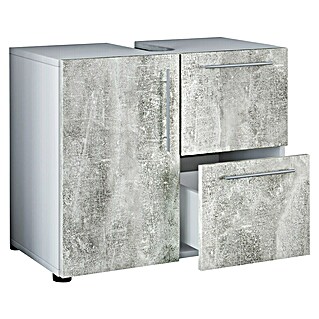 VCM Flandu Waschtischunterschrank (B x T x H: 61 x 32 x 51 cm, Weiß/Beton-Optik, Matt)