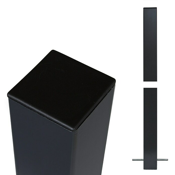 Plus Zaunpfosten zum Einbetonieren (Höhe: 236 cm, 8 x 8 cm, Grauschwarz, Stahl) | BAUHAUS