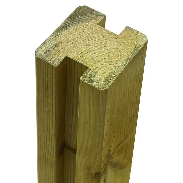 Plus Holzpfosten 2 Nuten - L x B x H: 268 x 9 x 9 cm, Kiefer, Natur - Imprägnierter Holzaunpfosten mit T-förmigem Profil für einfache Paneelmontage.