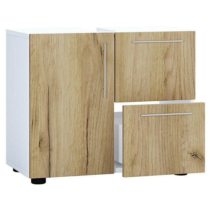 VCM Flandu Waschtischunterschrank (B x T x H: 61 x 32 x 51 cm, Weiß/Honig-Eiche, Matt) | BAUHAUS